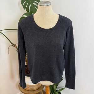 James Perse Scoop Neck Sweatshirt Women Size 2 Charcoal Gray WXT3964CU Raglan